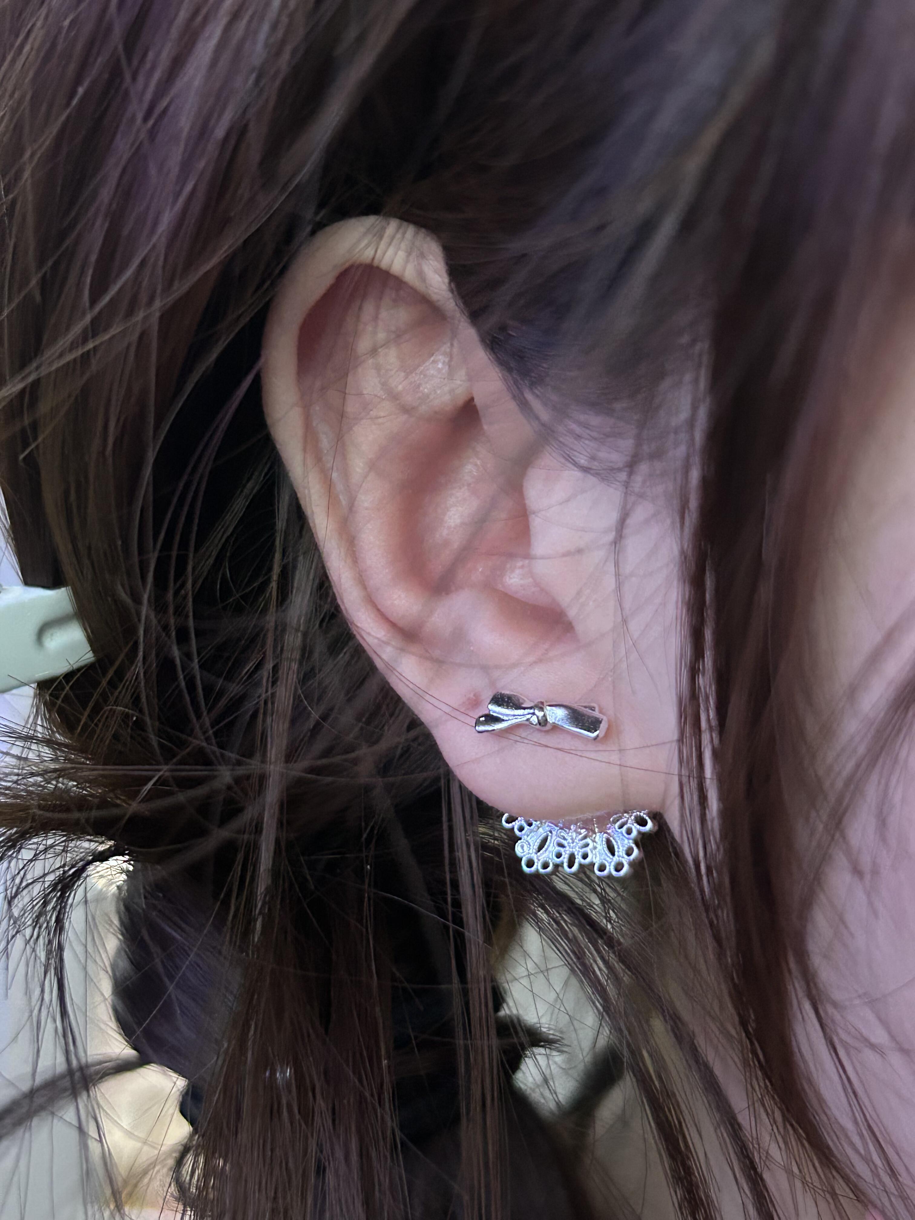 Silver Juliette Bow Lobe Earrings