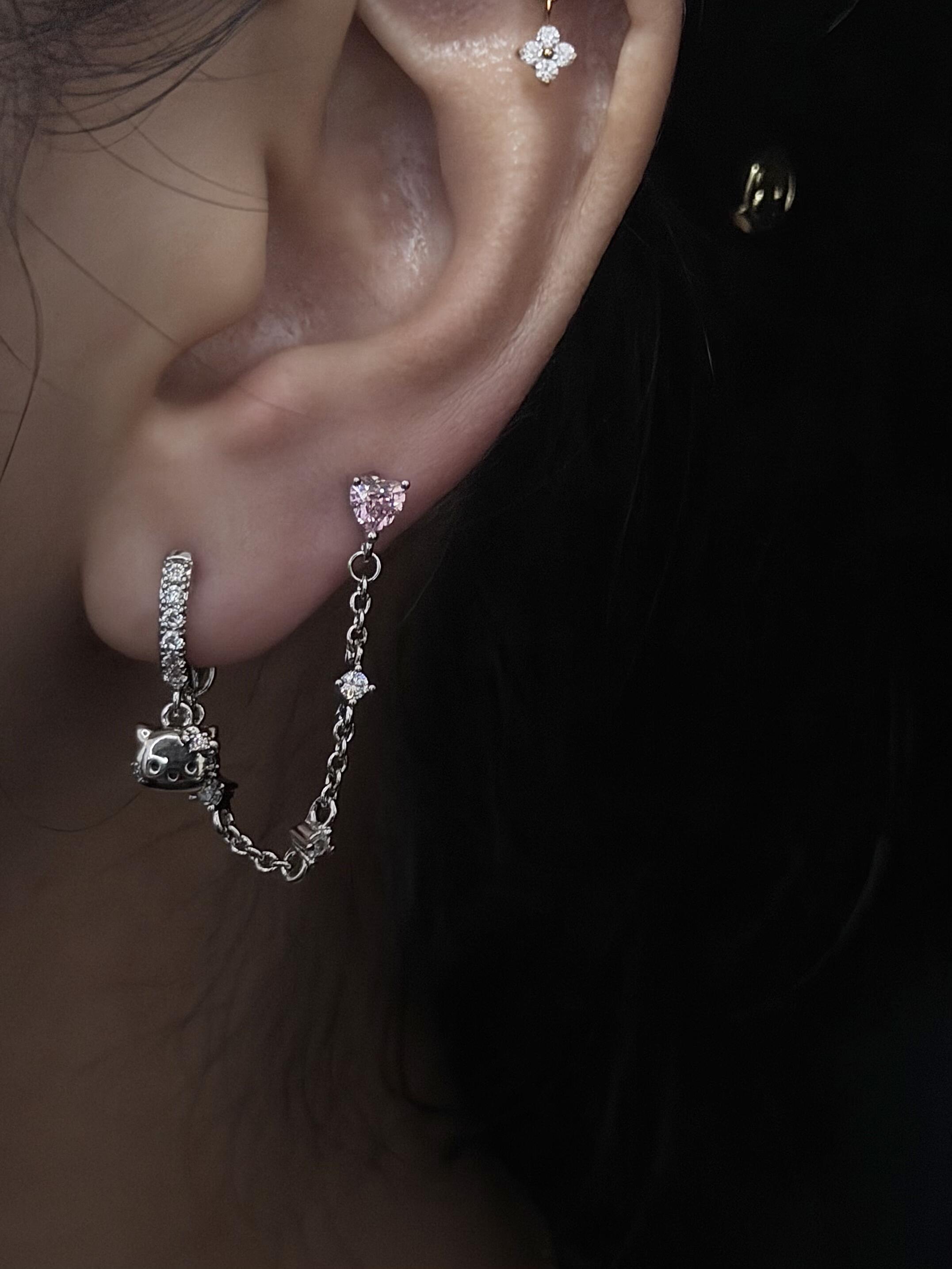 kitty charm chain earrings