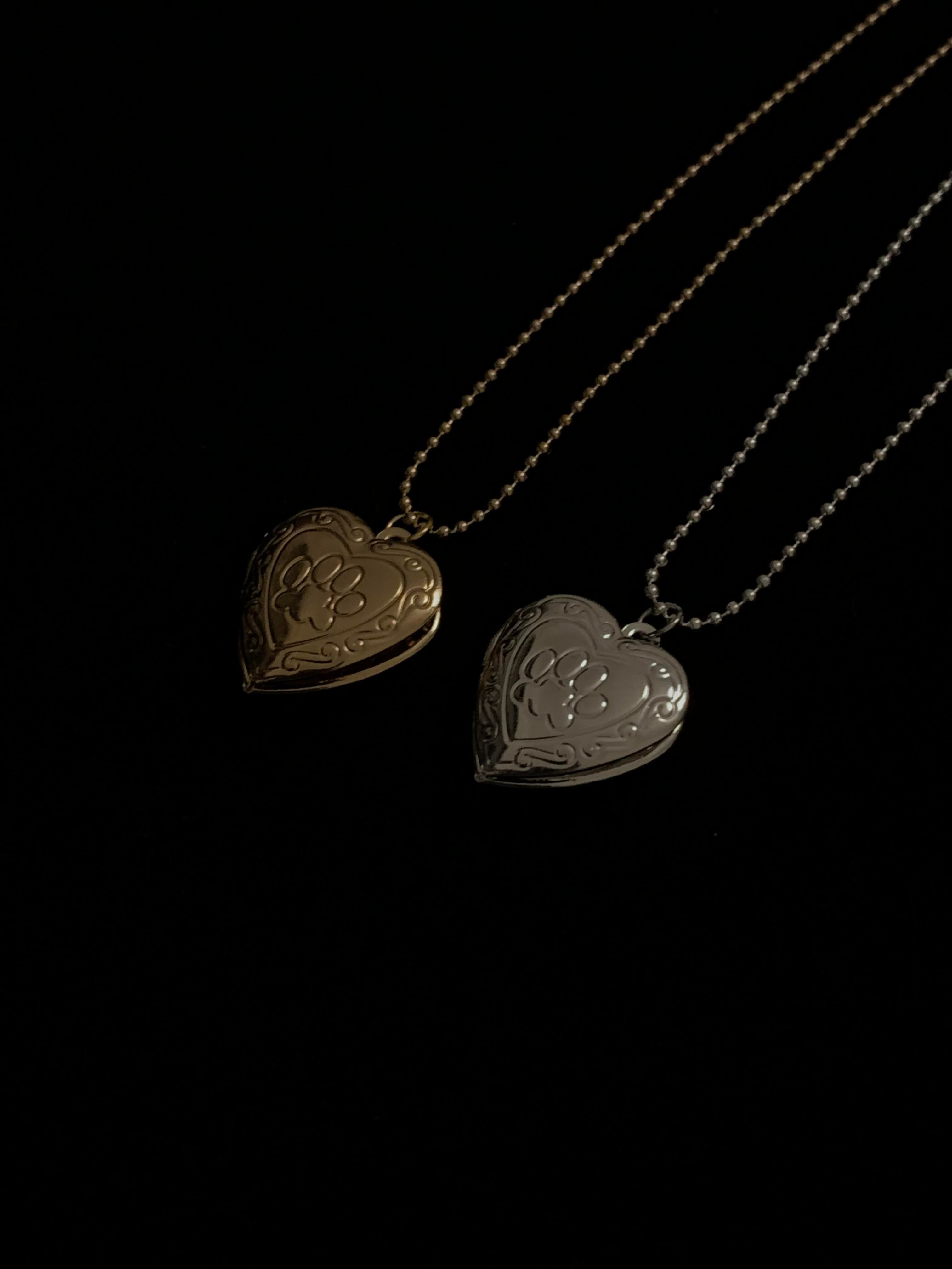 Dog Paw Heart Locket Necklace