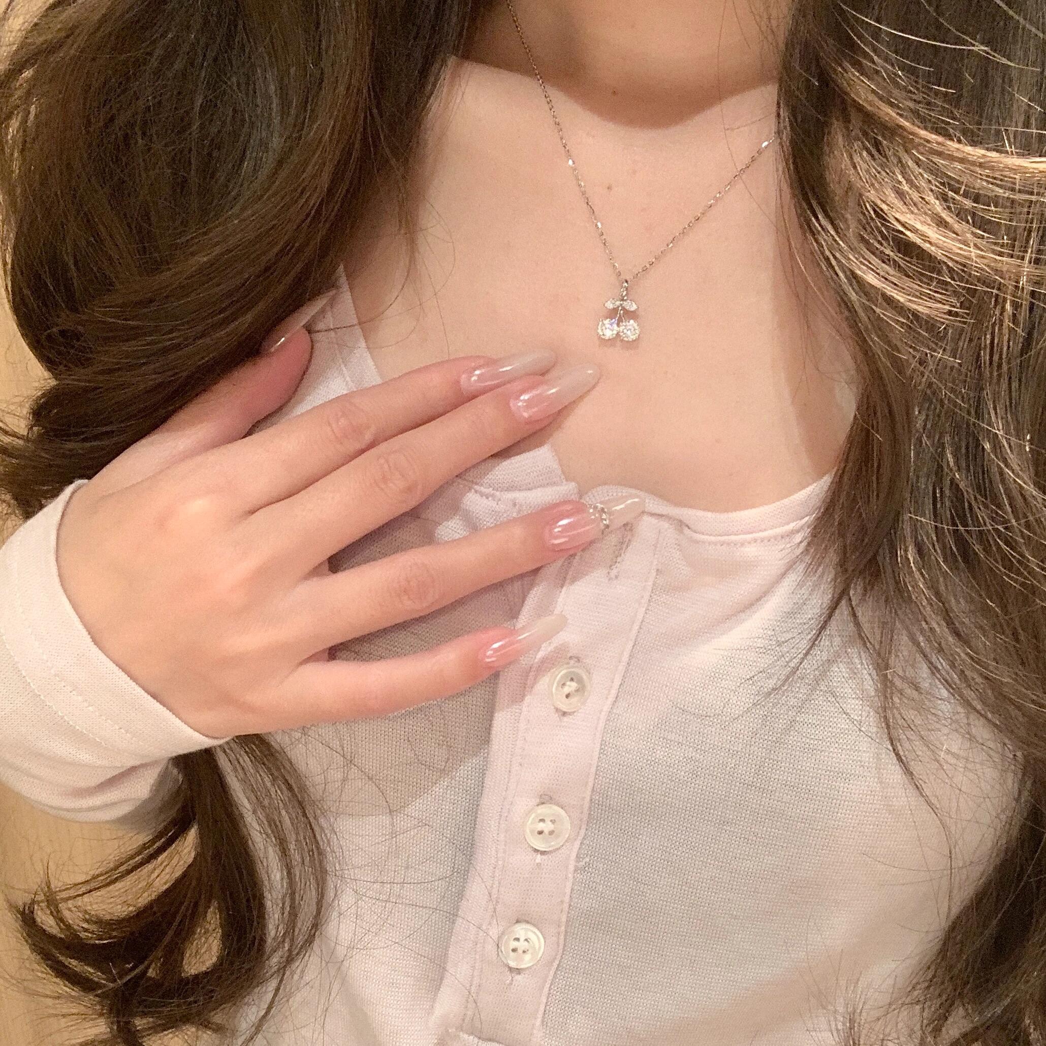 Silver Sparkling Cherry Necklace