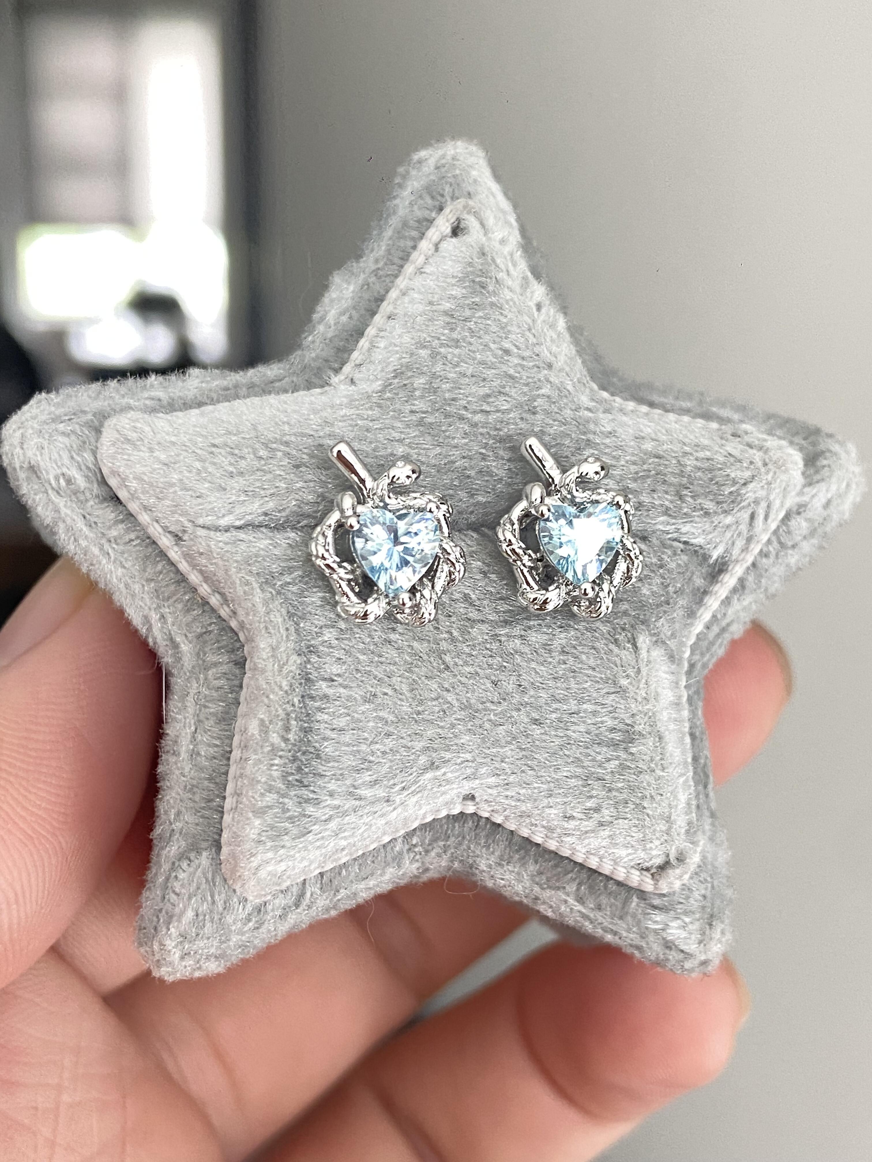 Aqua Apple Heart Helix Earrings