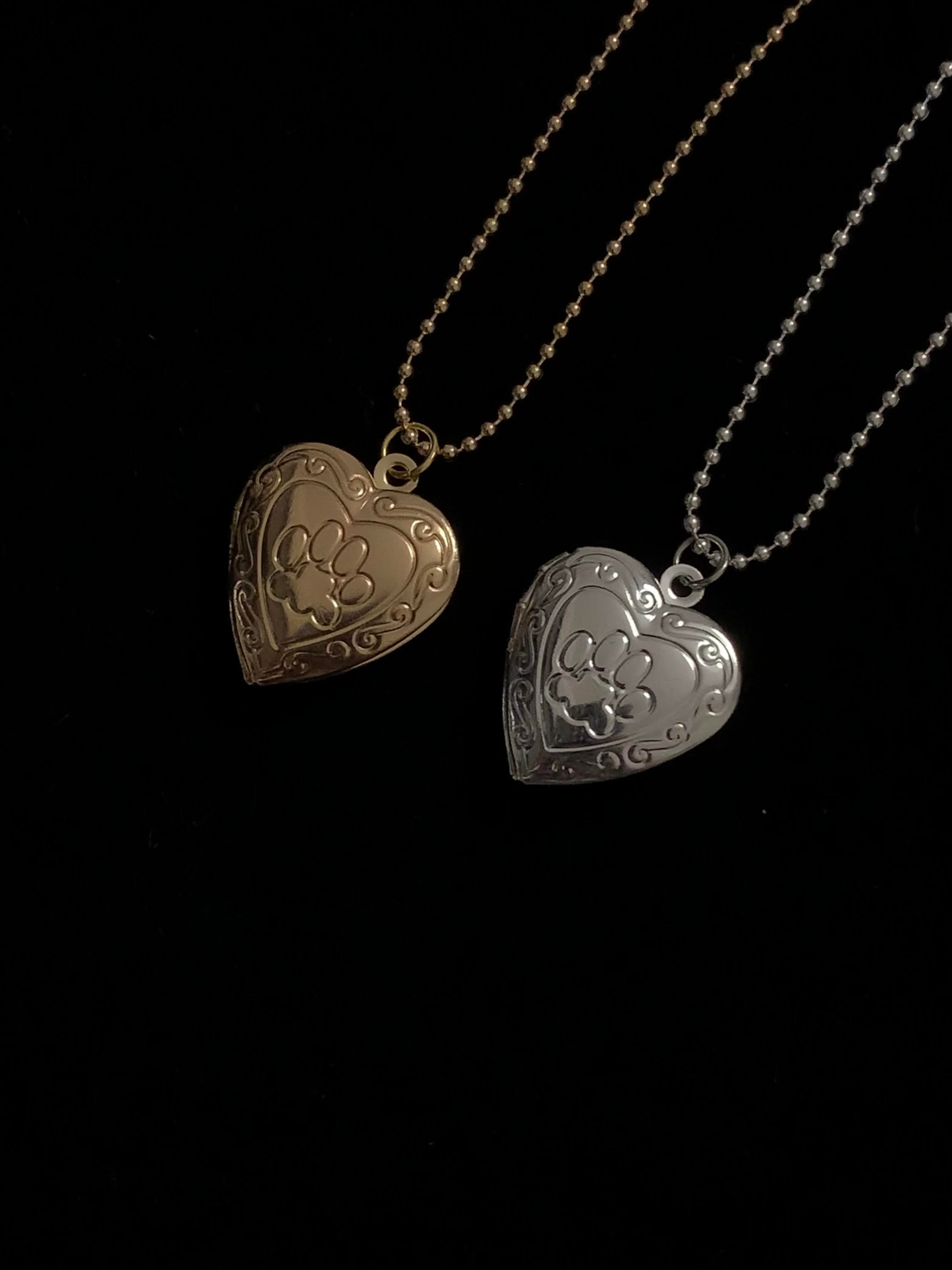 Dog Paw Heart Locket Necklace