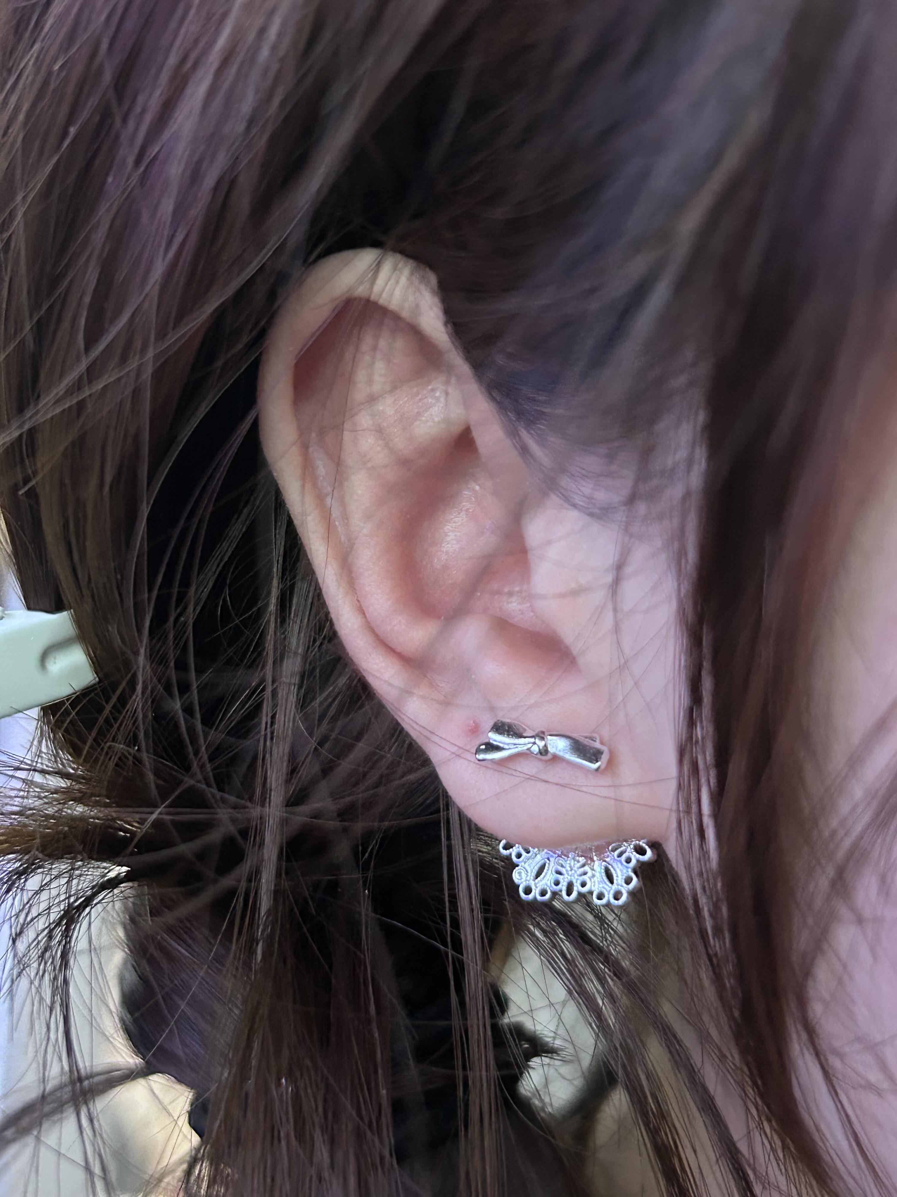 Silver Juliette Bow Lobe Earrings