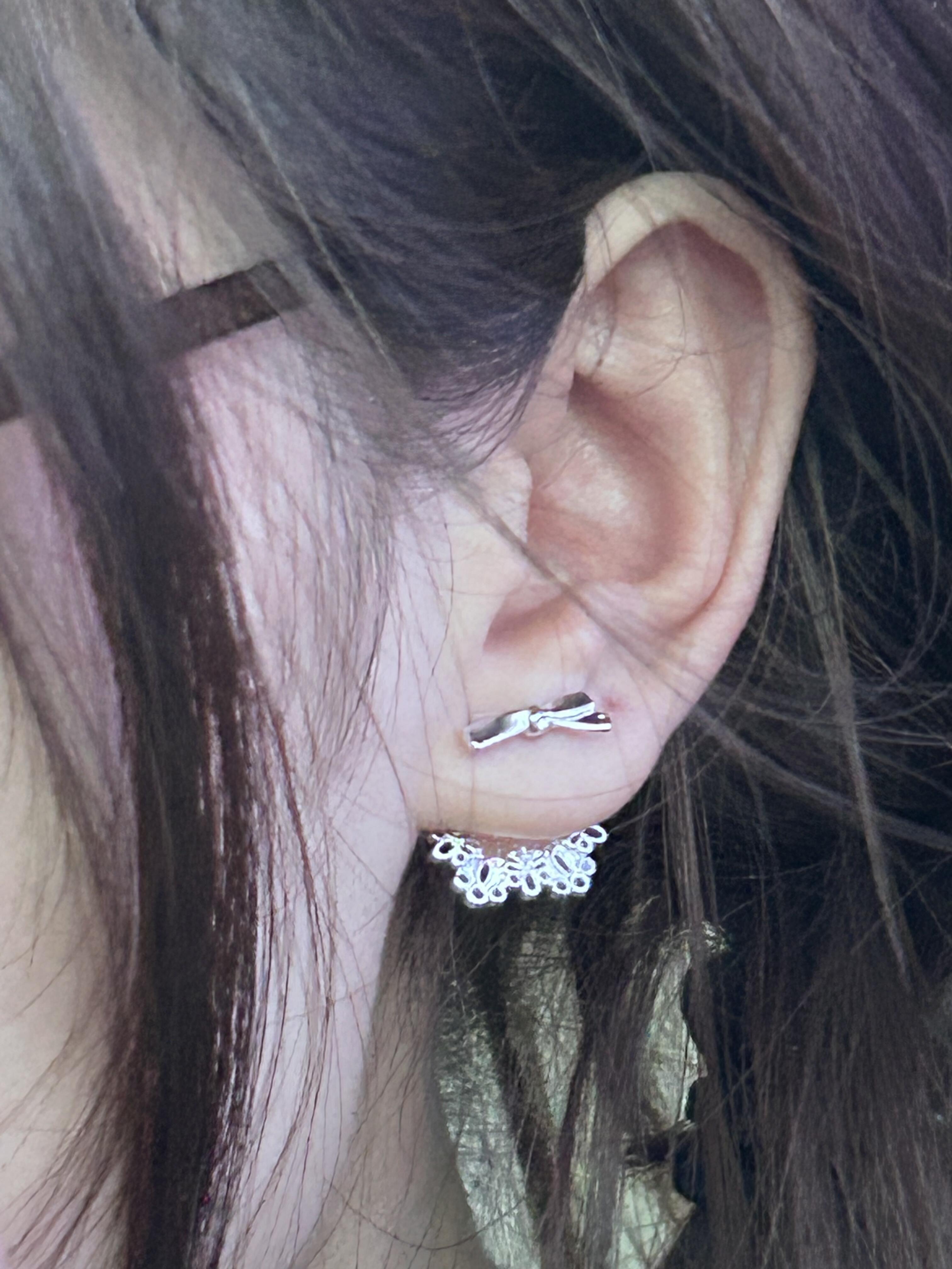 Silver Juliette Bow Lobe Earrings