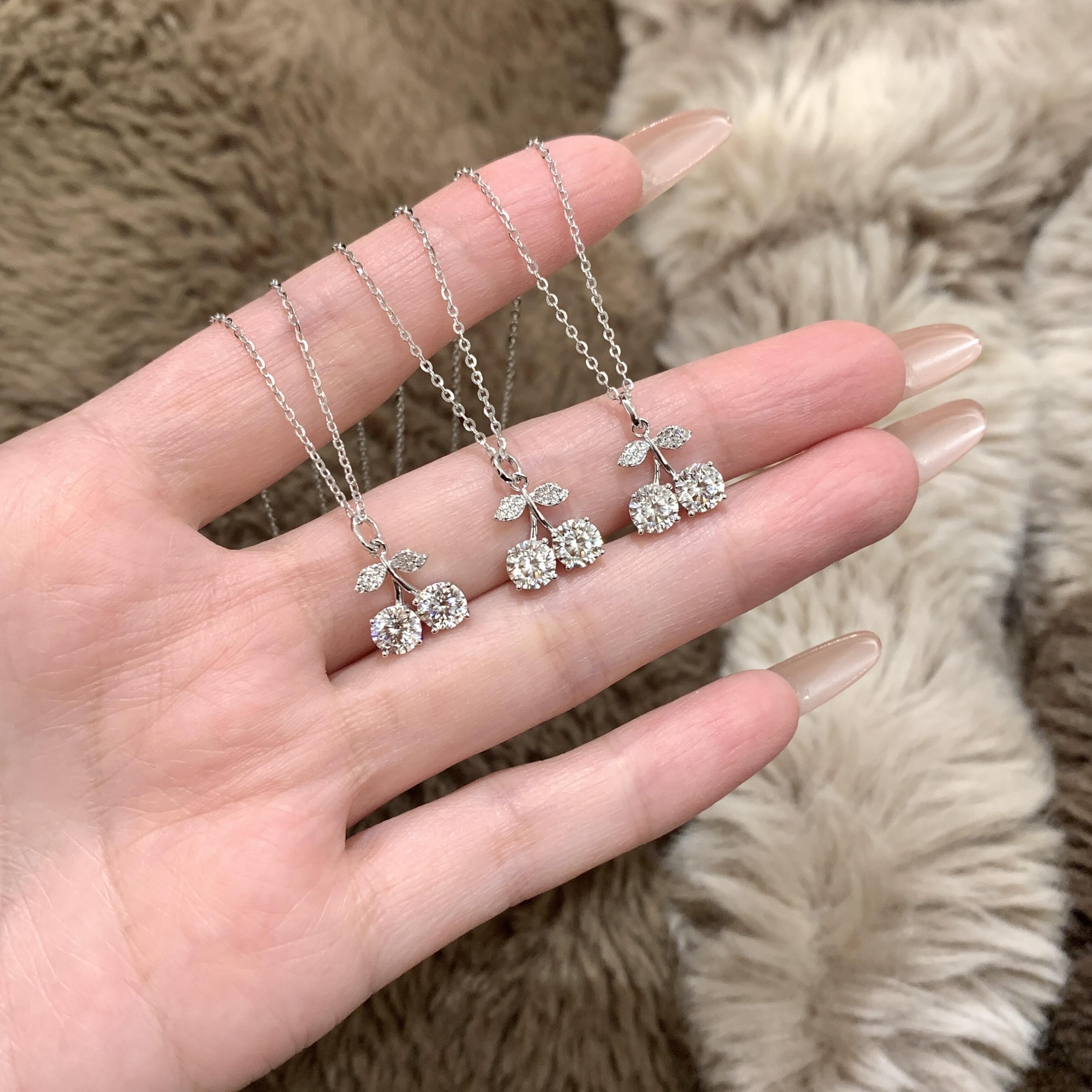 Silver Sparkling Cherry Necklace