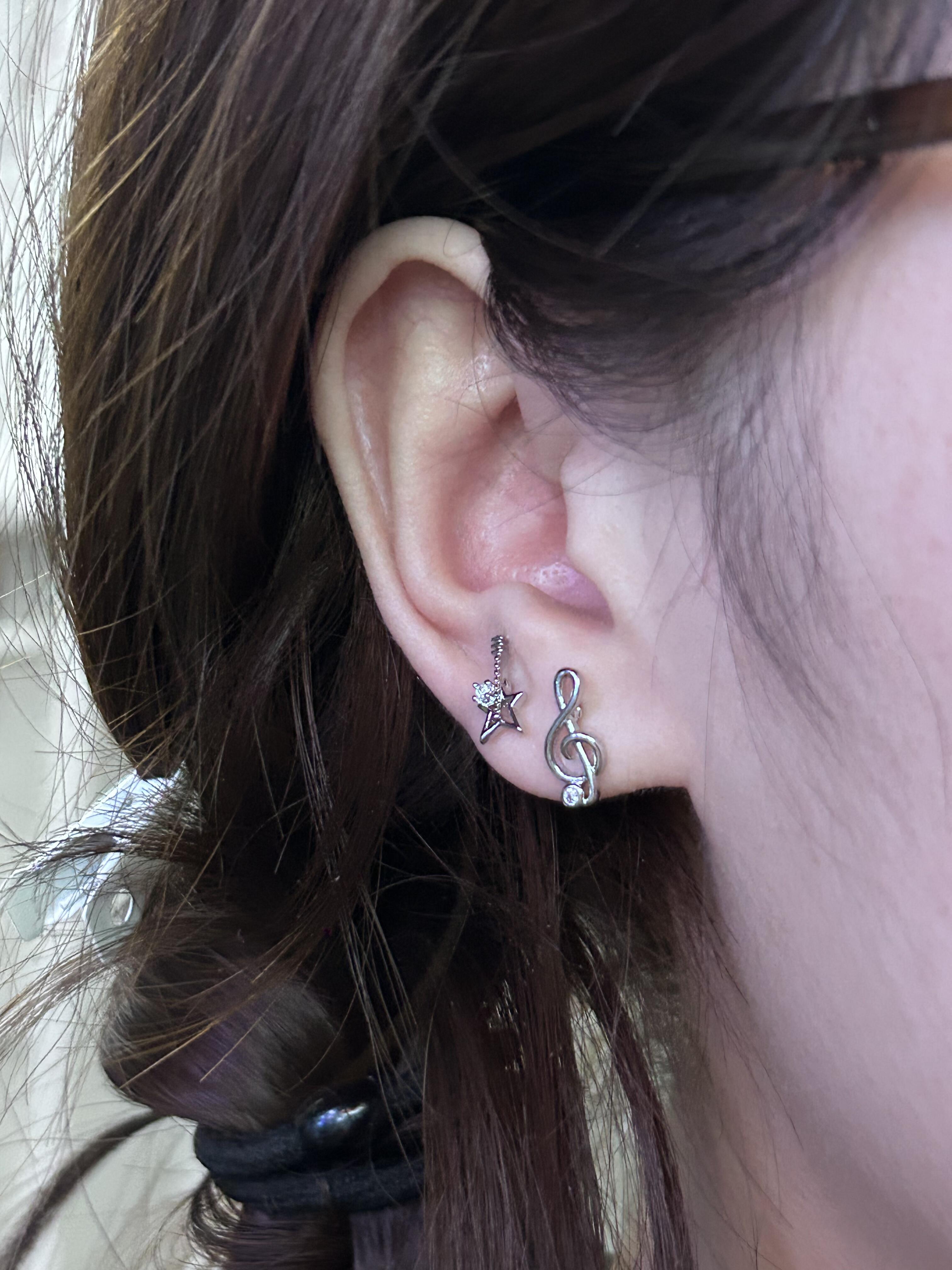 Silver Star & Note Mismatched Stud Earrings