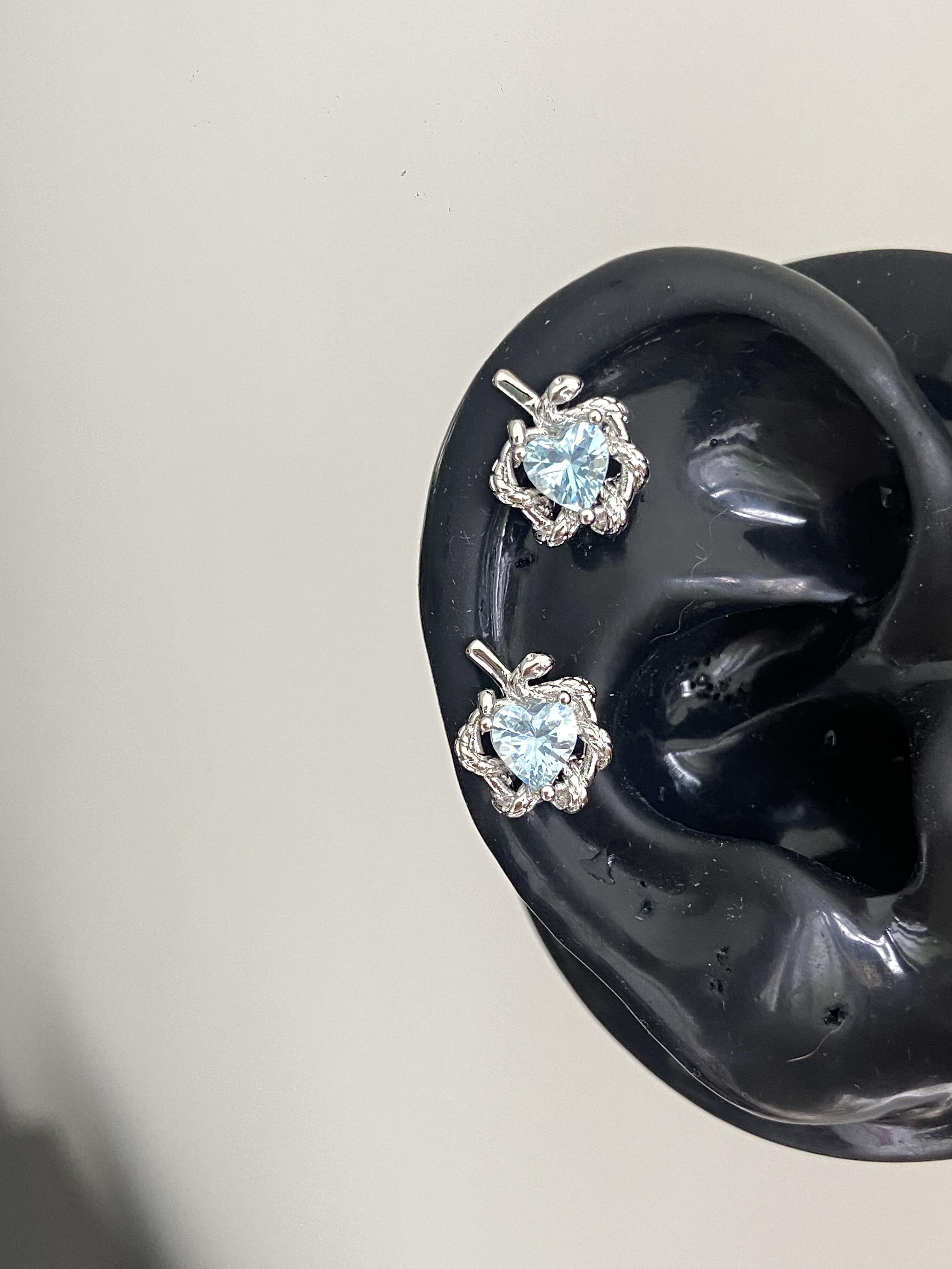 Aqua Apple Heart Helix Earrings