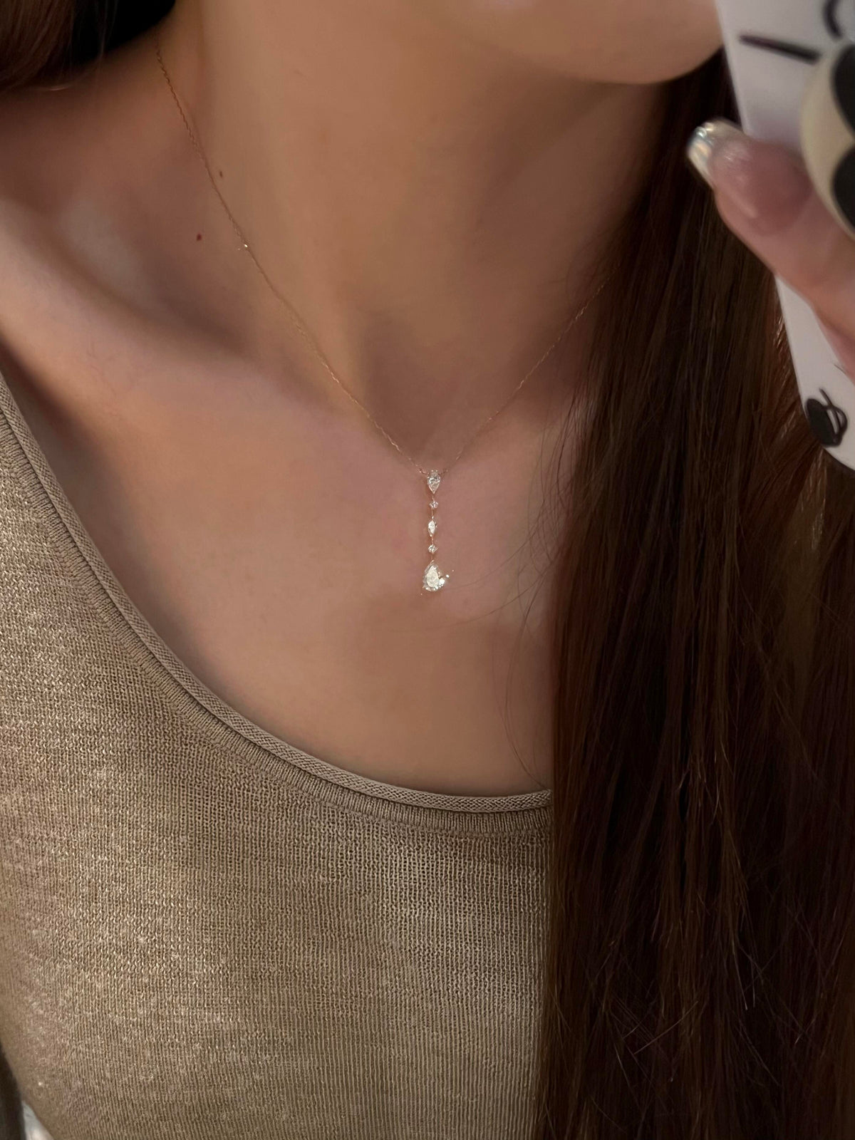Continuous Teardrop Gold Dainty Necklace
