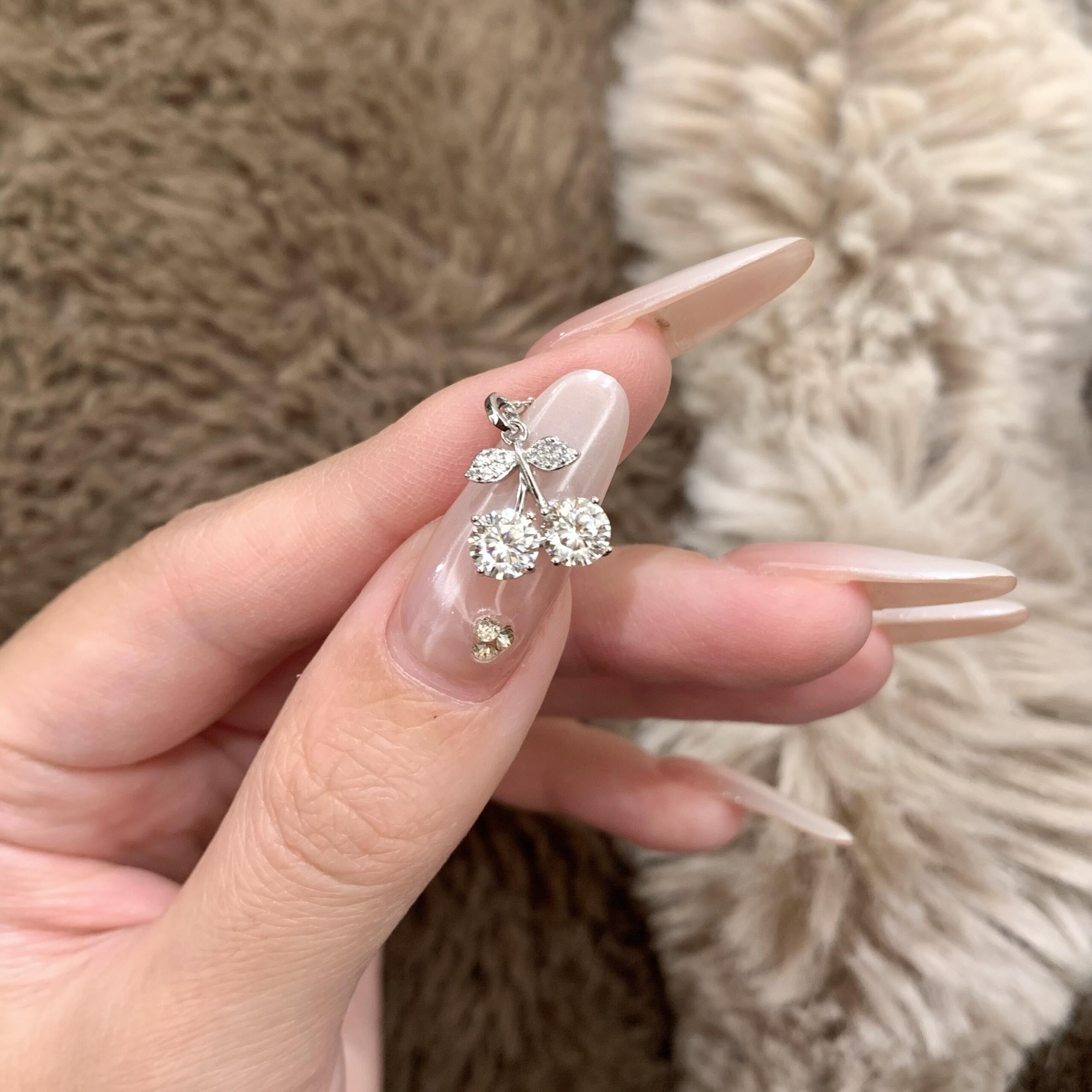 Silver Sparkling Cherry Necklace