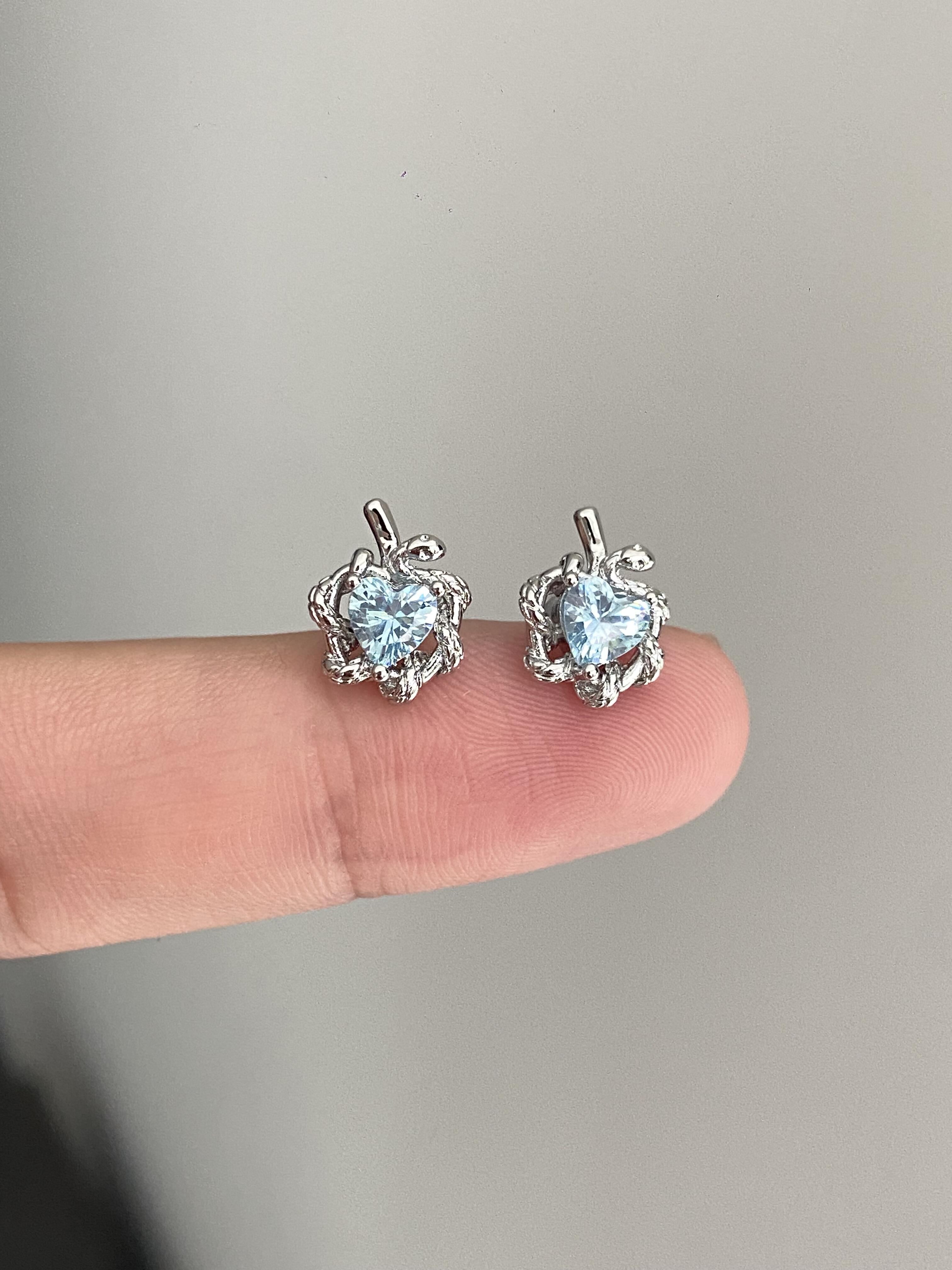 Aqua Apple Heart Helix Earrings