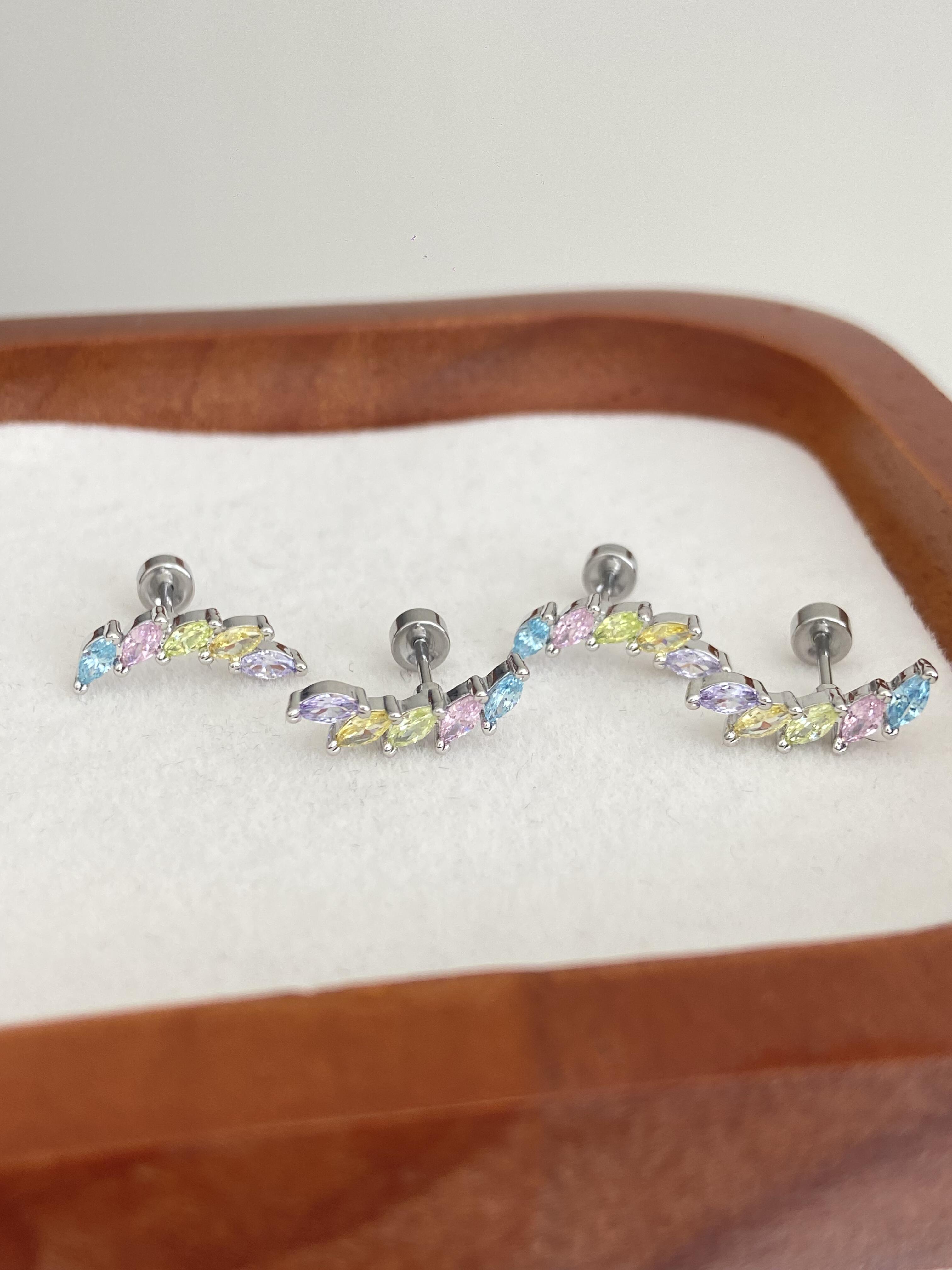 Multi Gem Helix Earrings