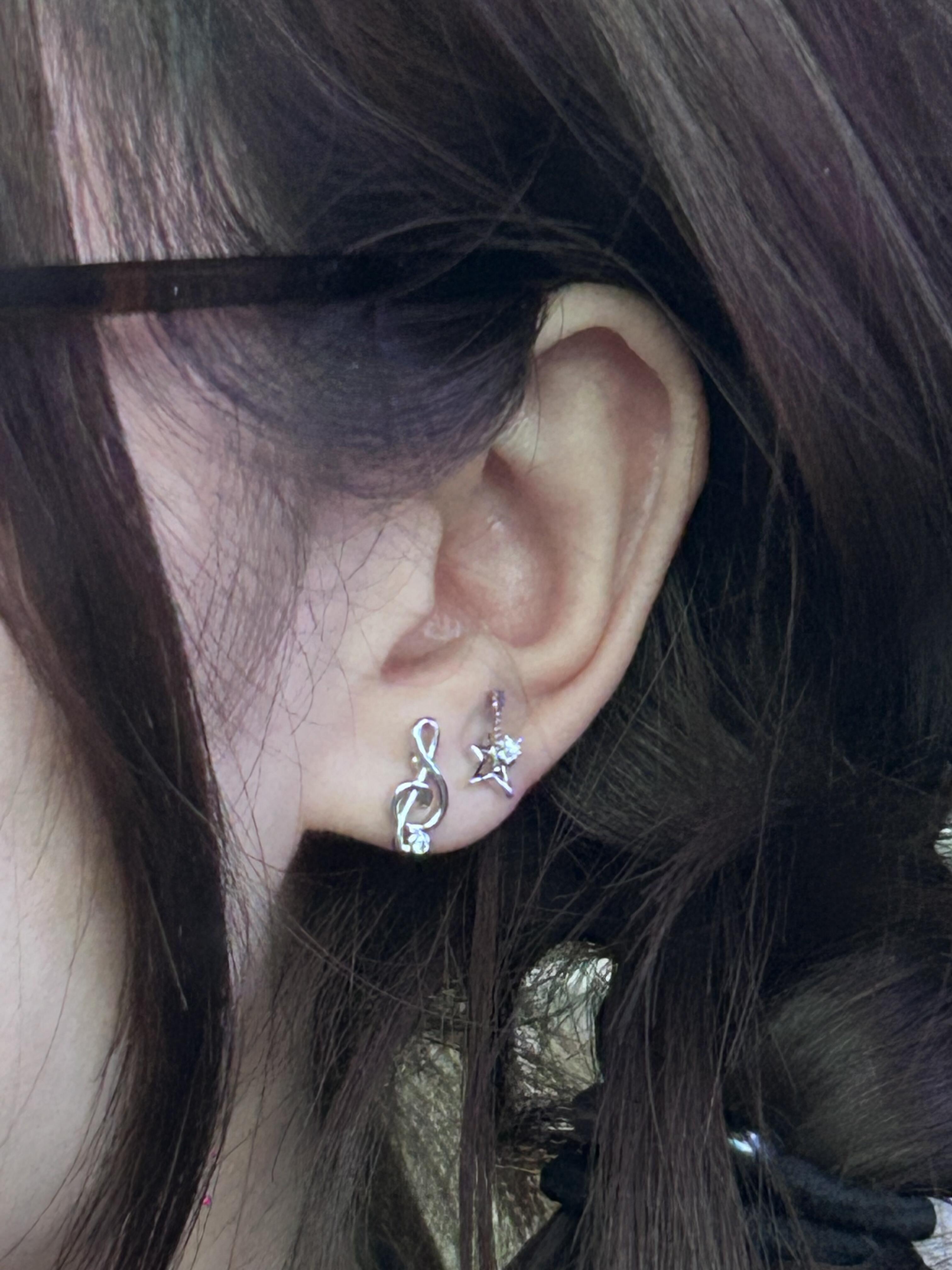 Silver Star & Note Mismatched Stud Earrings
