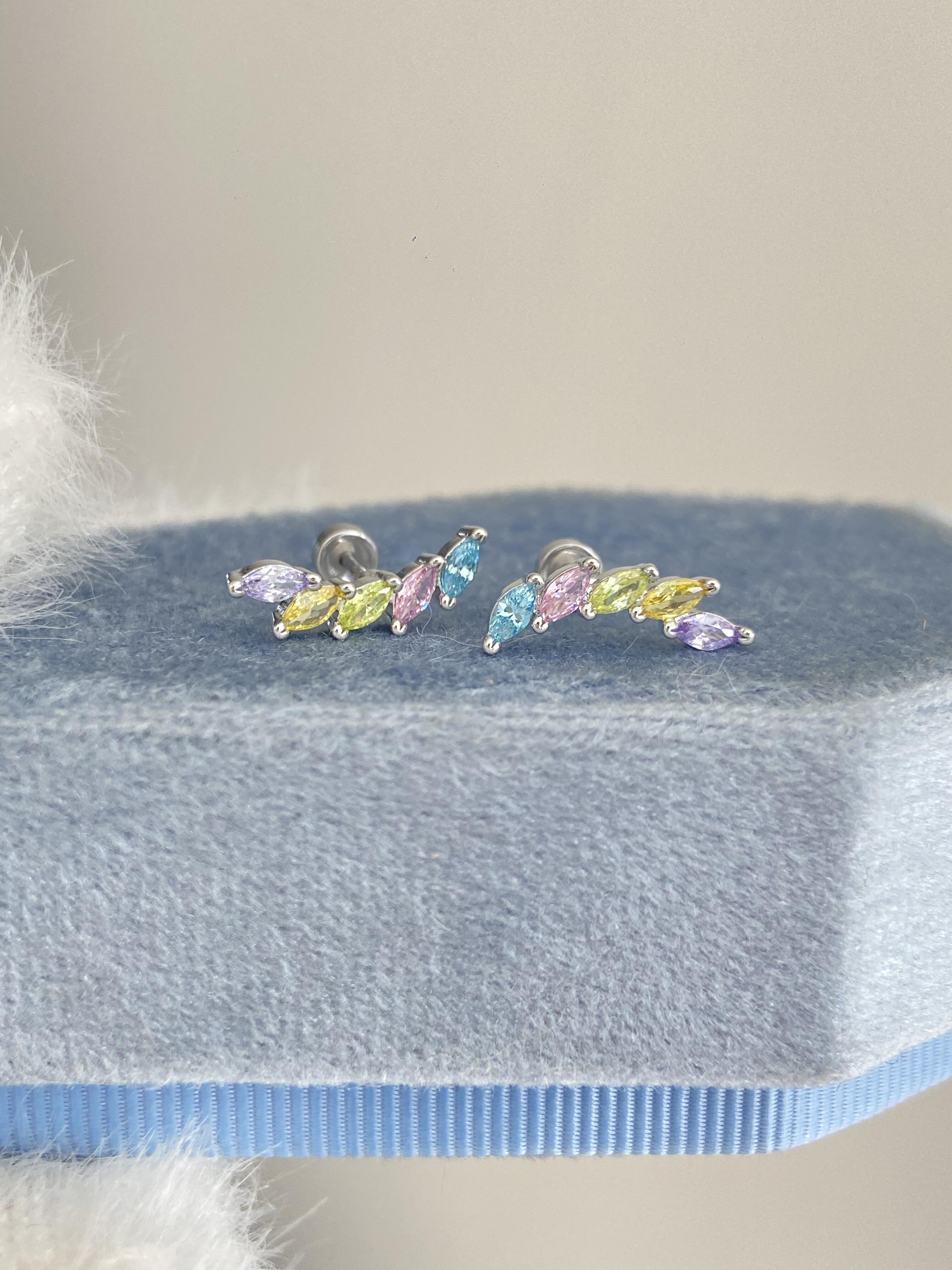 Multi Gem Helix Earrings