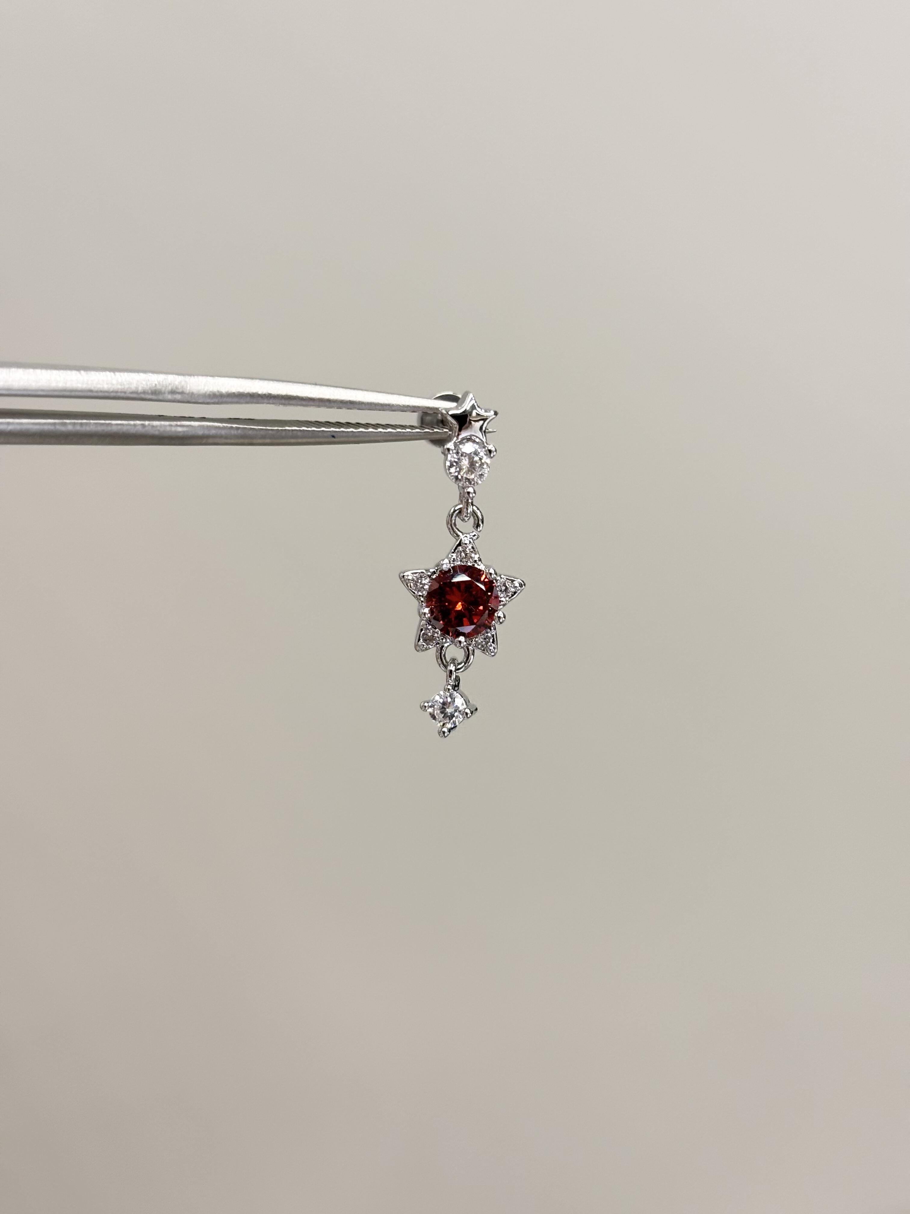 Red Starfall Lobe Earrings
