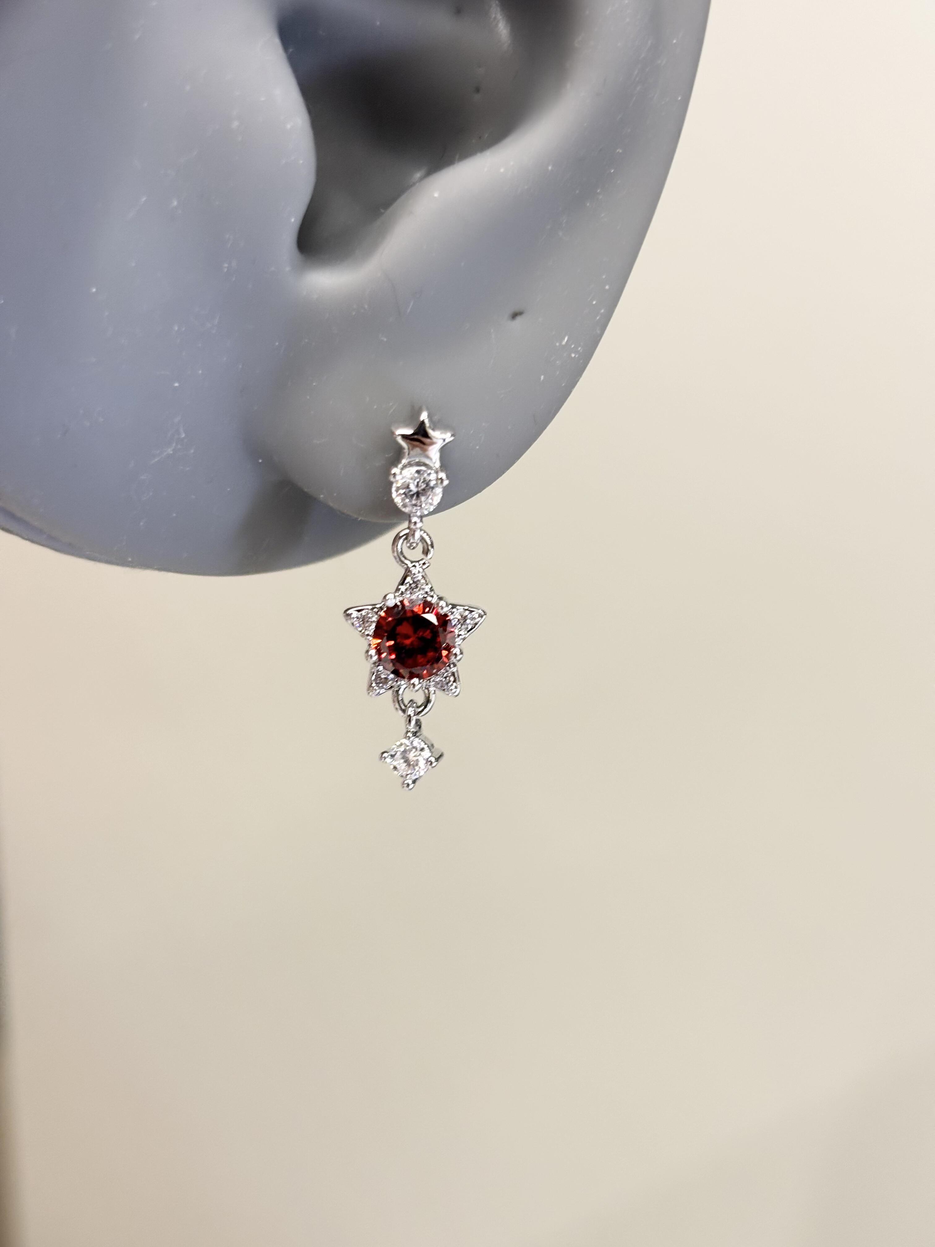 Red Starfall Lobe Earrings