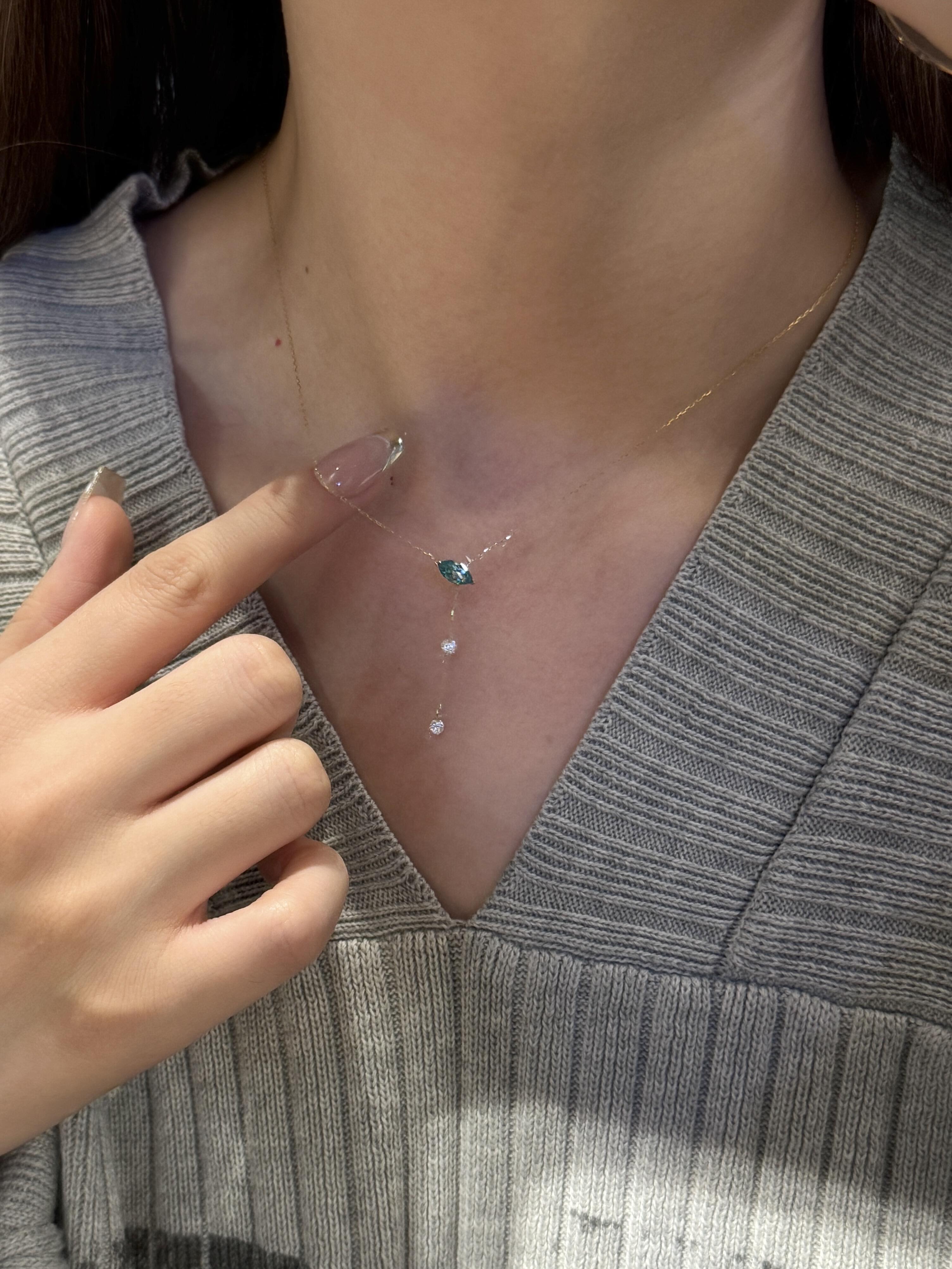 Gold Marquise Drop Dainty Necklace