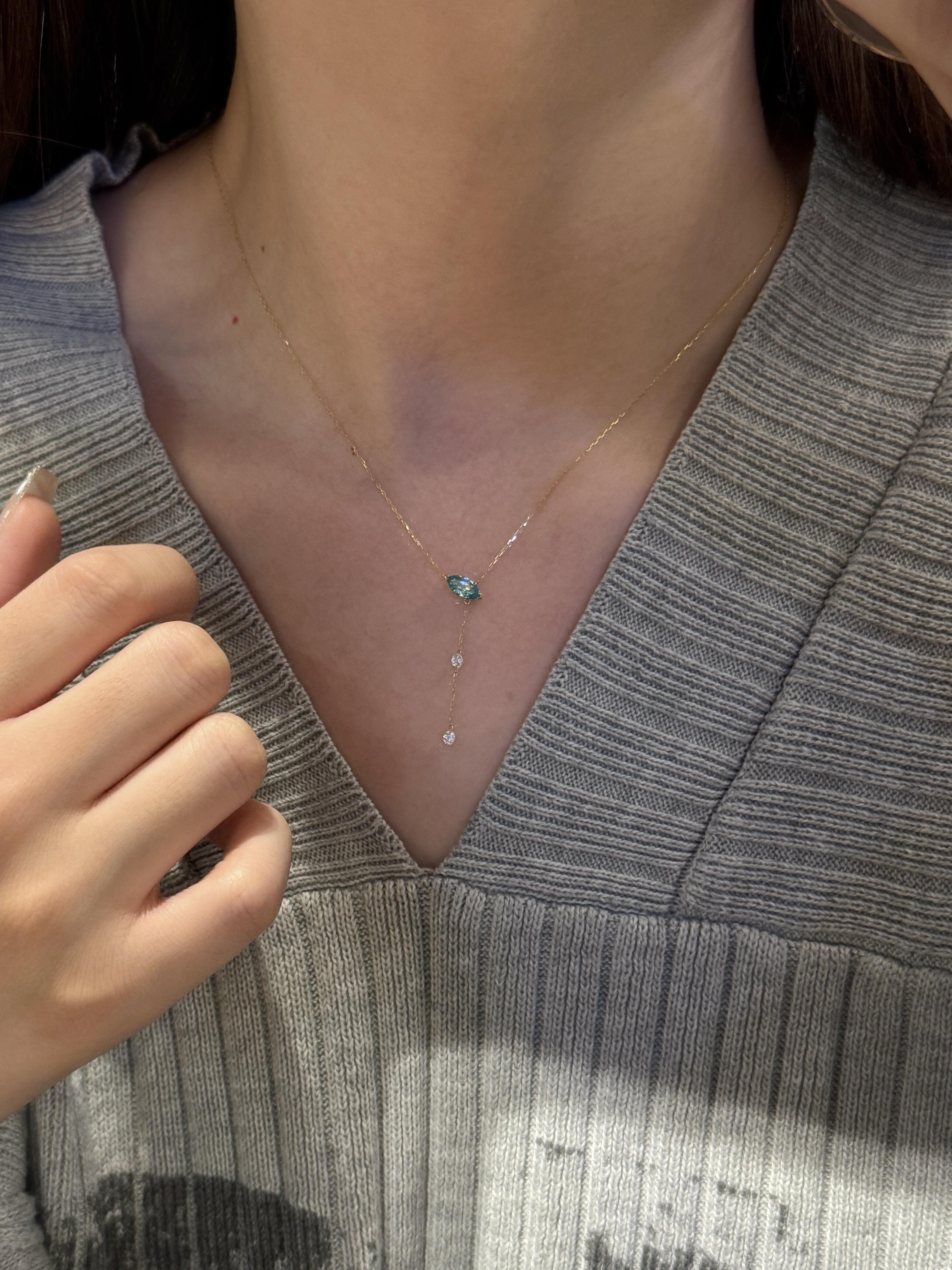 Gold Marquise Drop Dainty Necklace