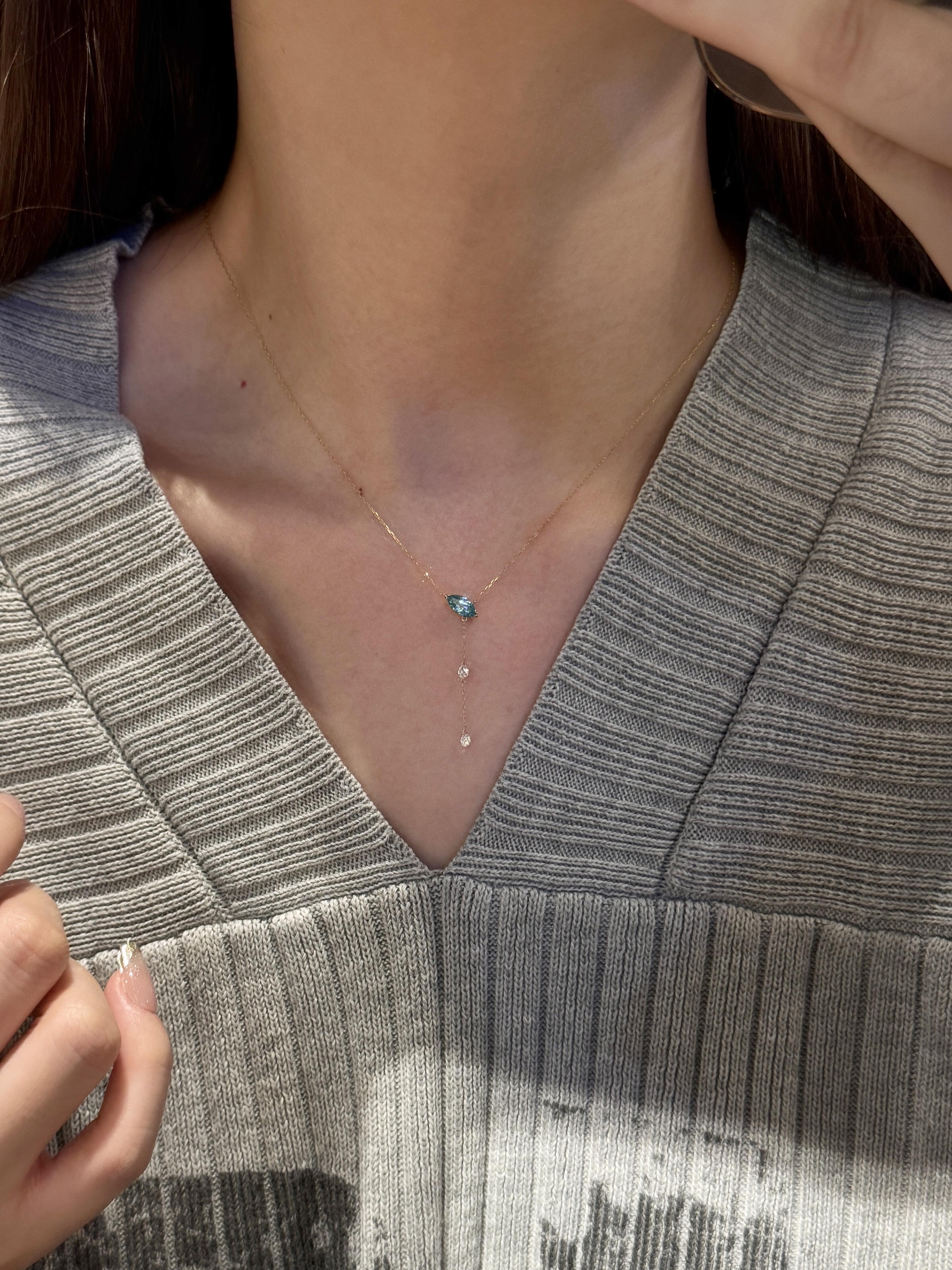 Gold Marquise Drop Dainty Necklace