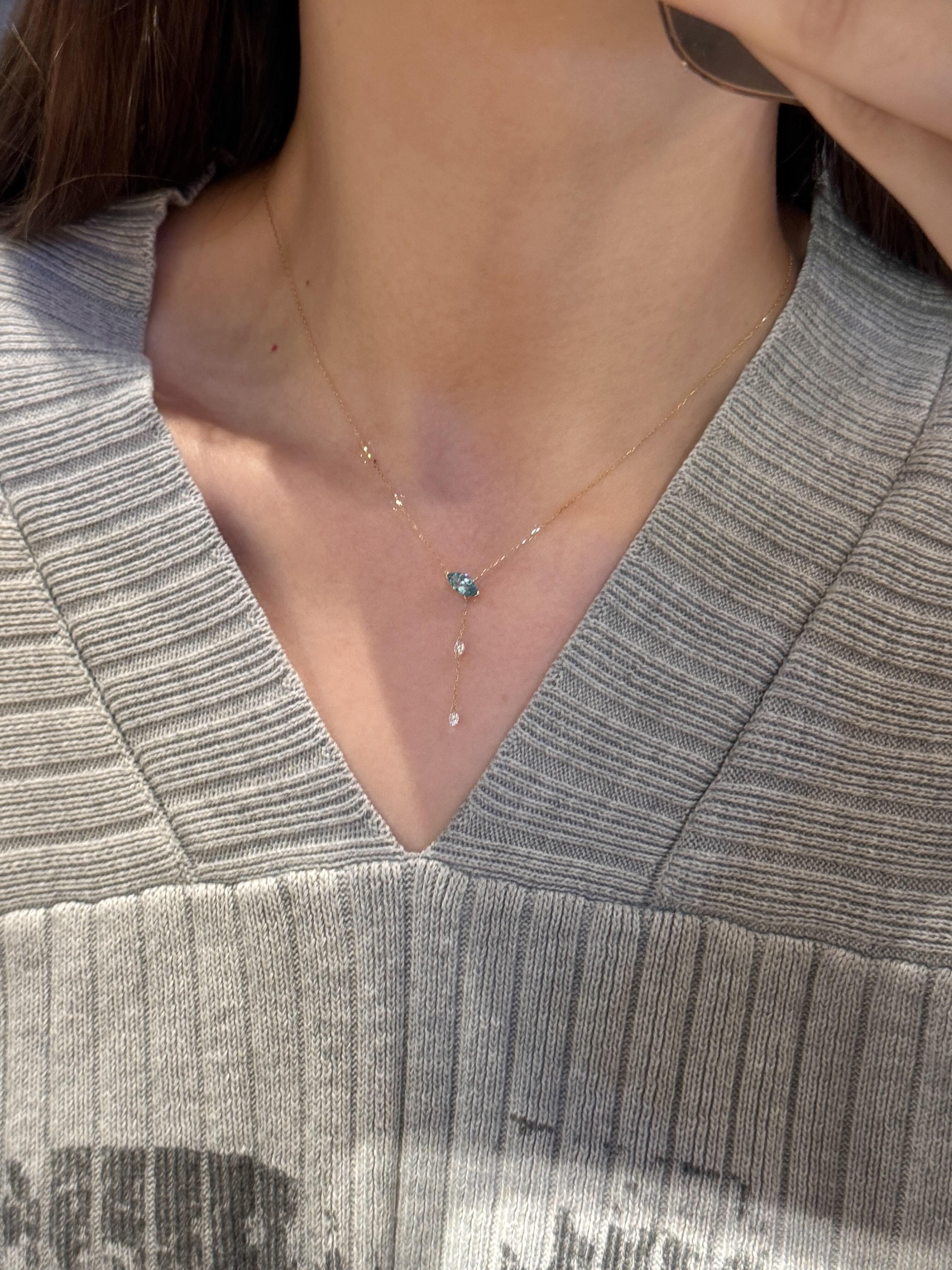 Gold Marquise Drop Dainty Necklace