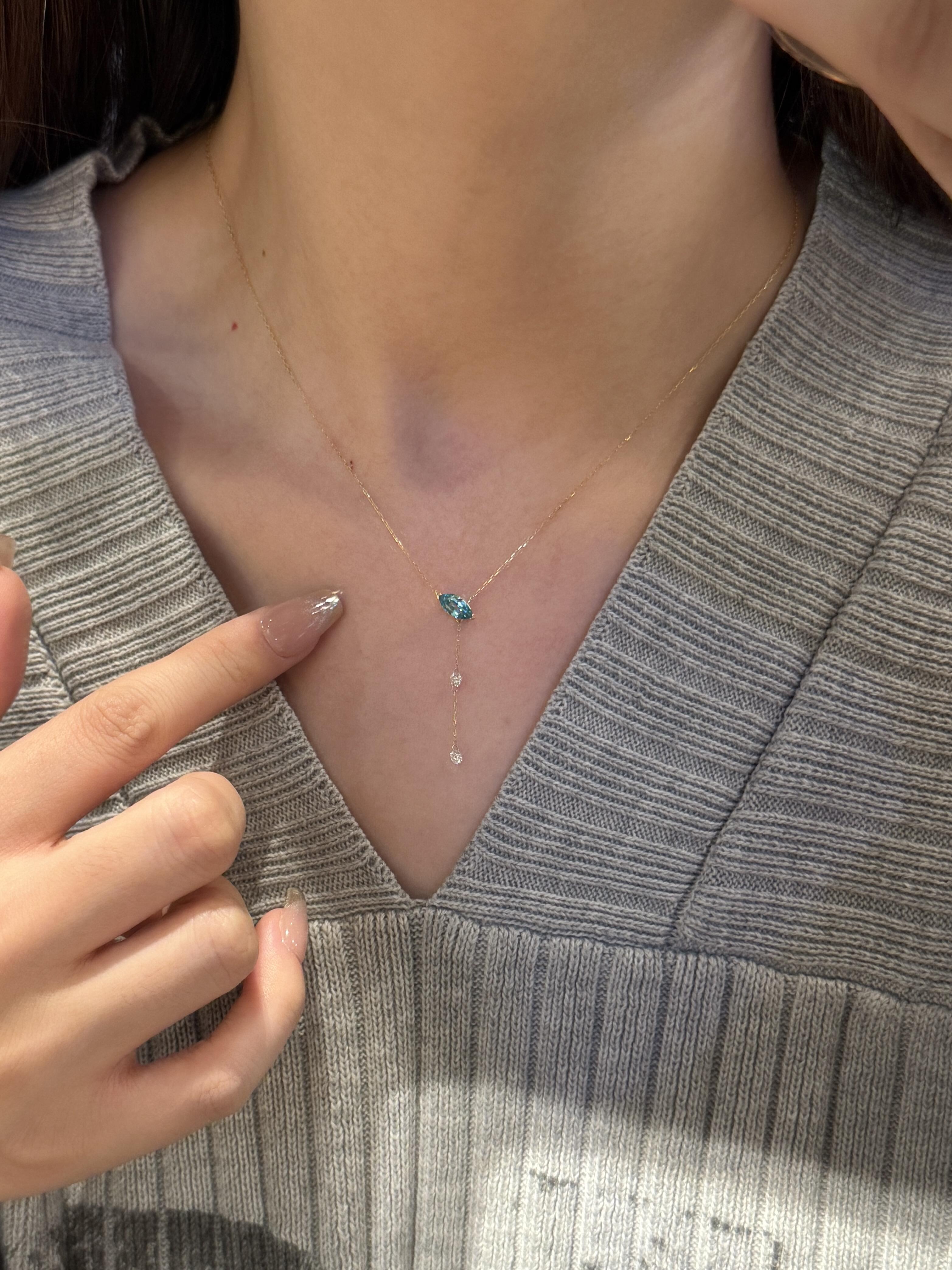 Gold Marquise Drop Dainty Necklace