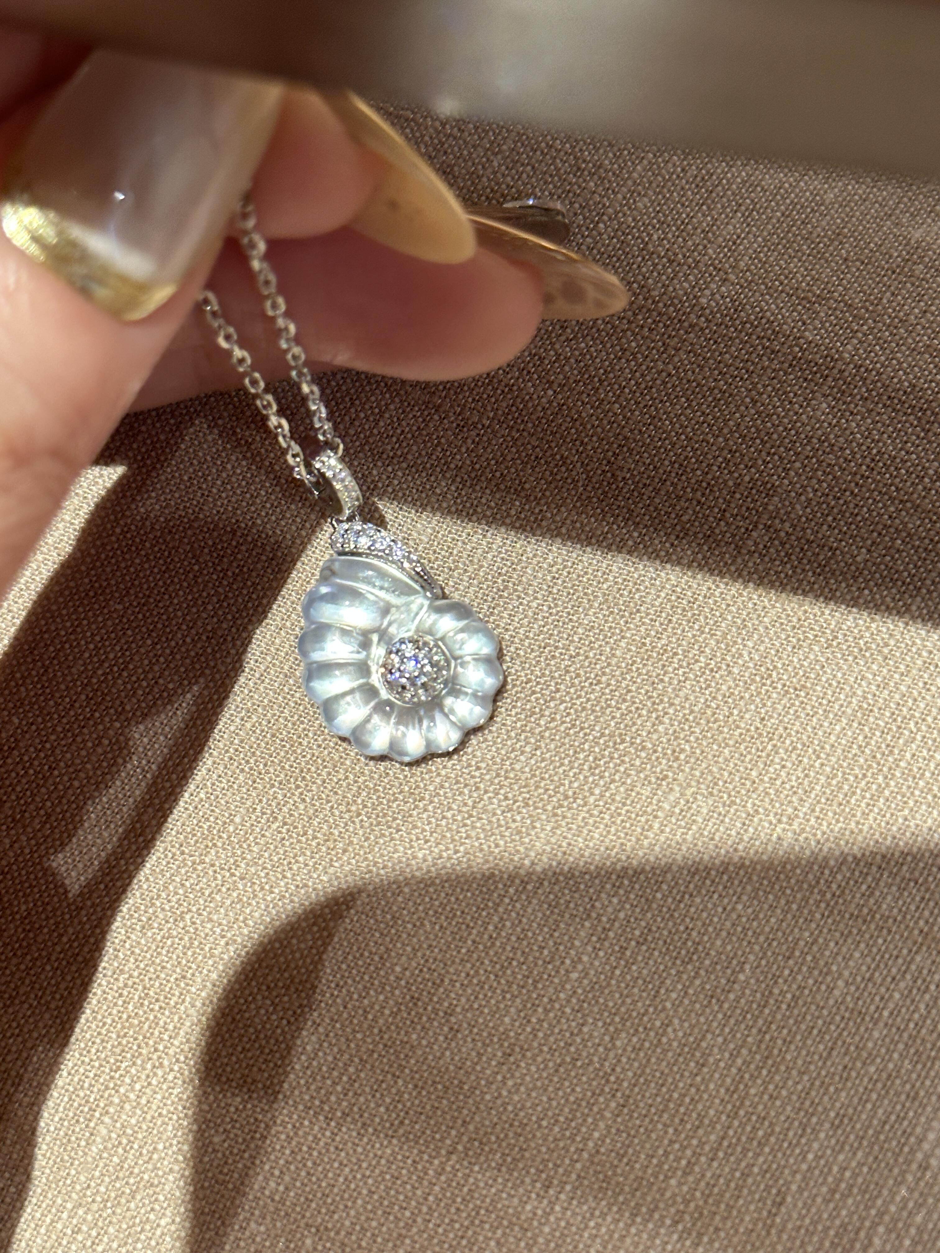 White Pearl Shell Crystal Necklace