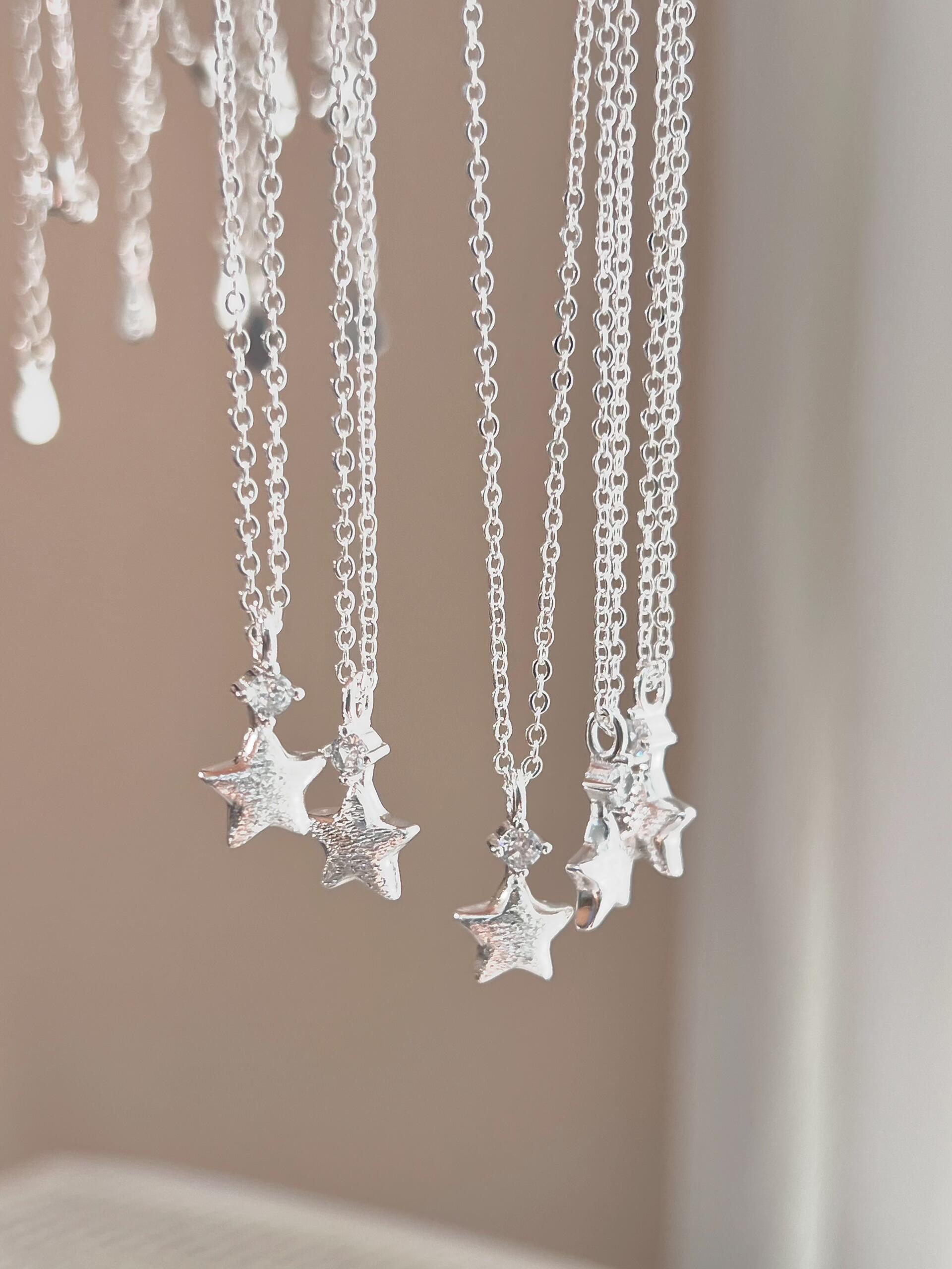 Frosted Silver Star Necklace