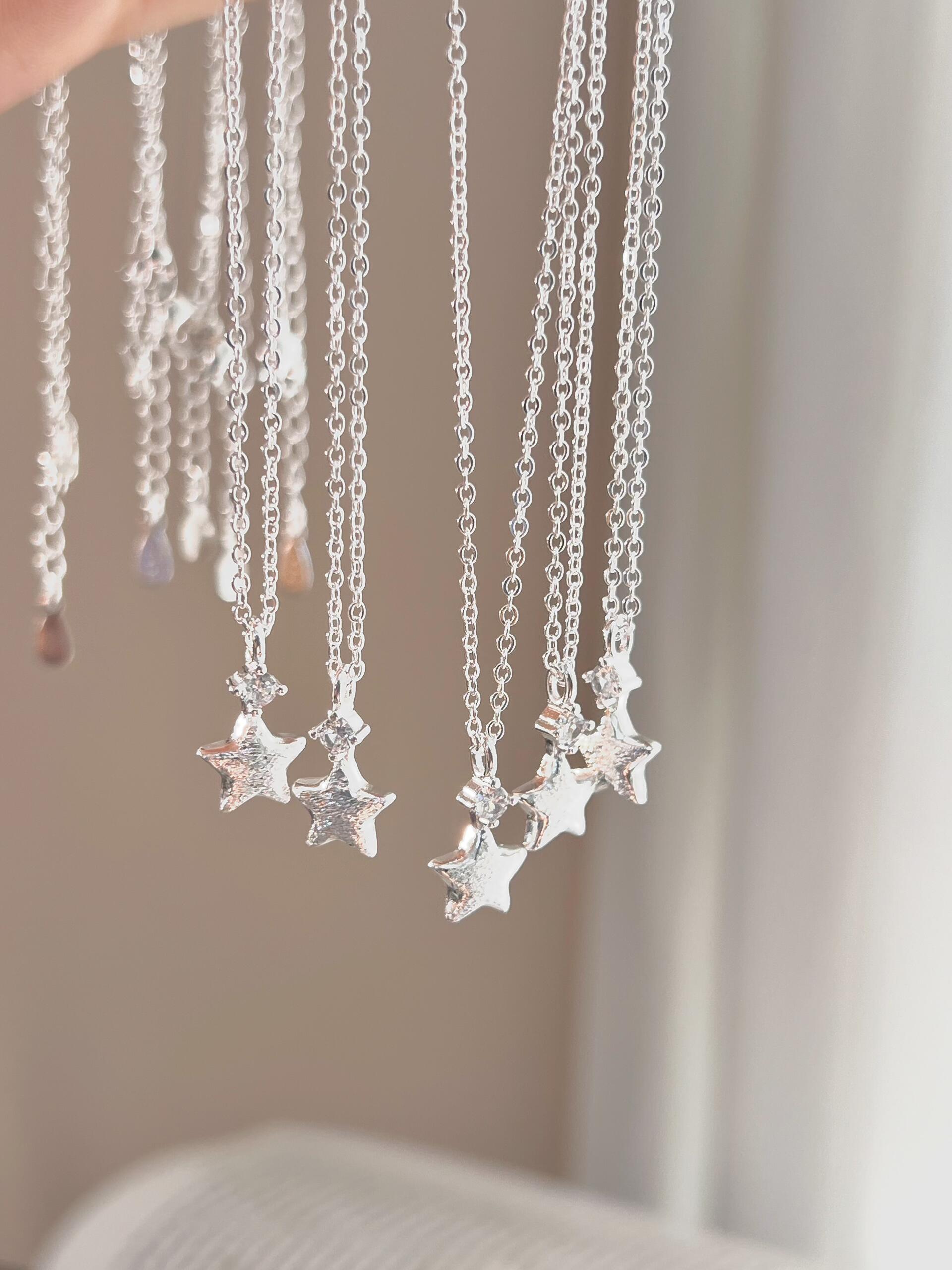 Frosted Silver Star Necklace