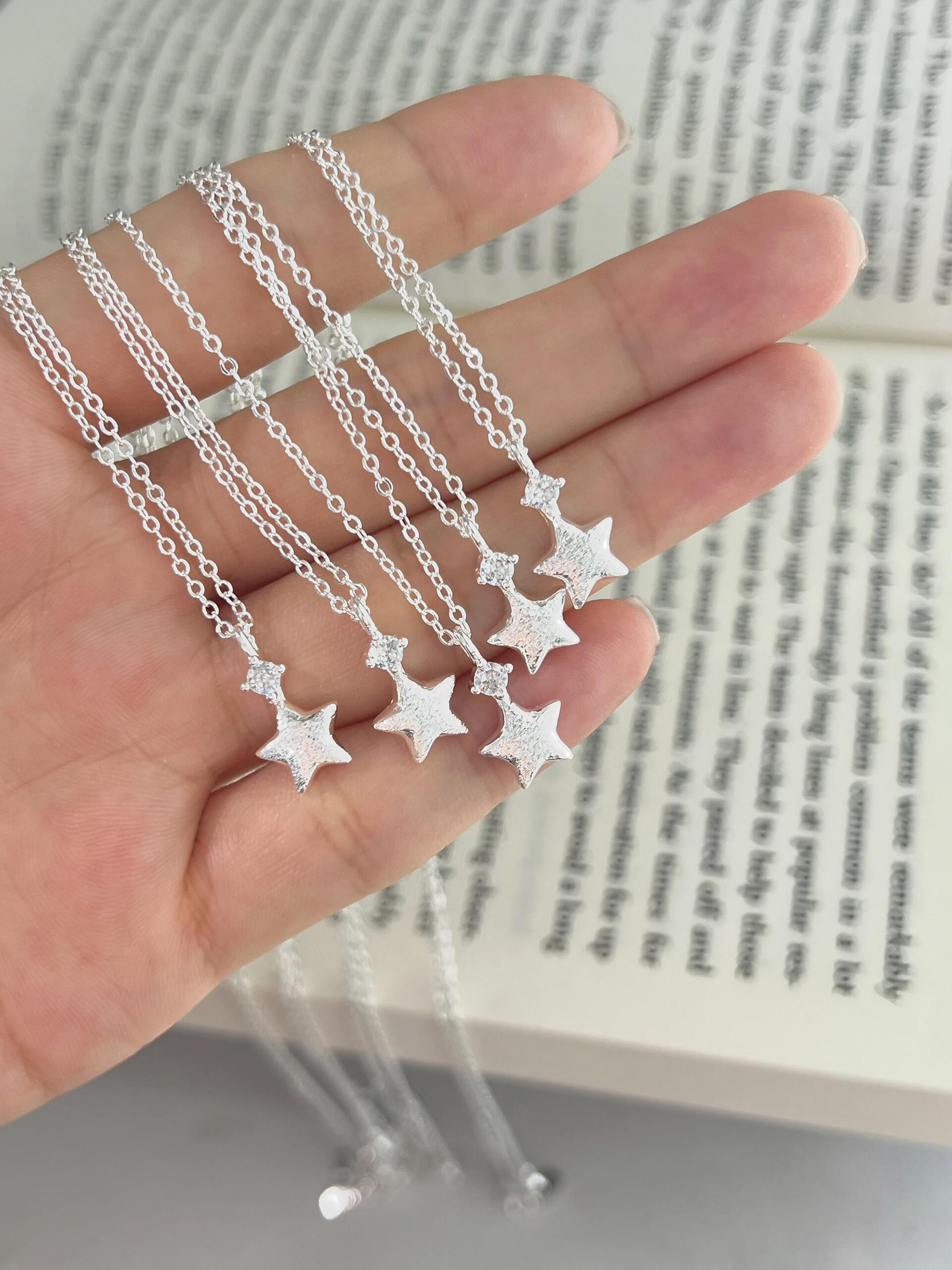 Frosted Silver Star Necklace
