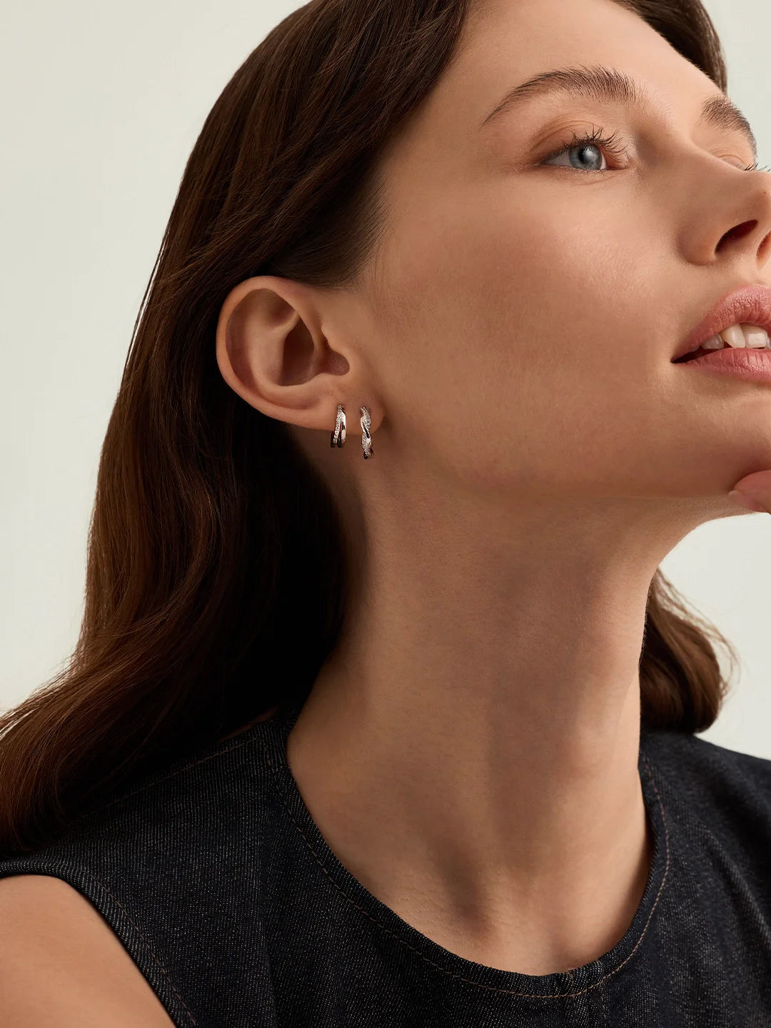 Twisted Pave Hoops