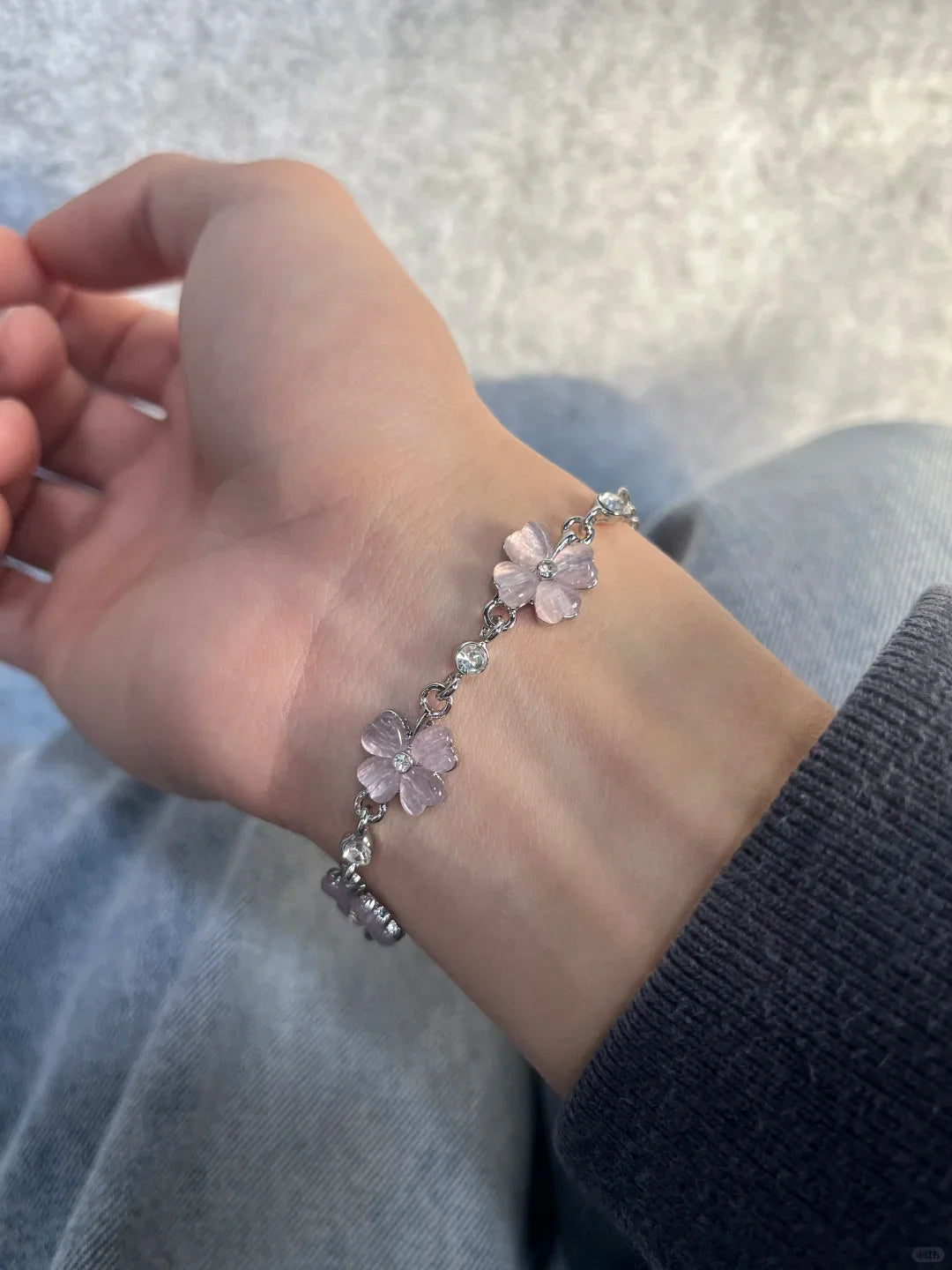 Pink Clover Charm Bracelet