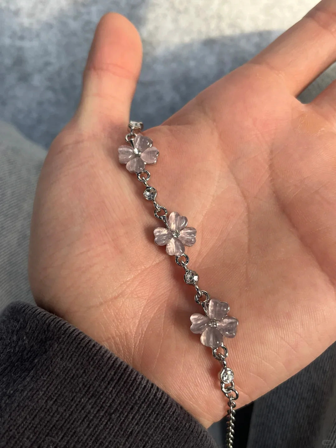 Pink Clover Charm Bracelet
